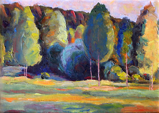   . Edge Of The Forest At Sunset. (49x33cm, oil, 1999)