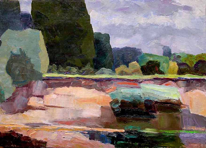      . / Changing Weather On The Snov River. 2009, oil, canvas, 3545 cm 