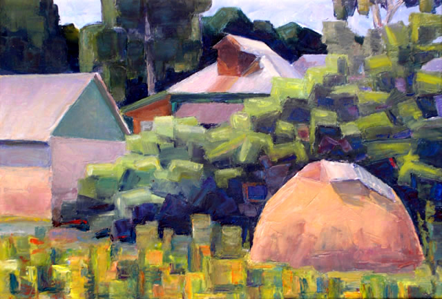 Седнев. Двор Валерия. Sednev. Vallery's Yard. (49x35cm, oil, 1997)