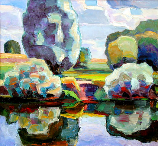    Кусты - самоцветы. Jewelry Bushes. (37x34cm, oil, 2001)