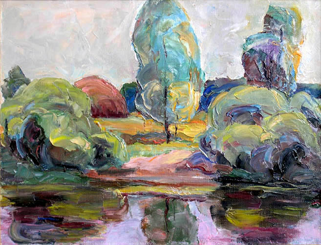    Стог за рекой. Полдень. Haystock Over The River. Afternoon. (oil, 2001)