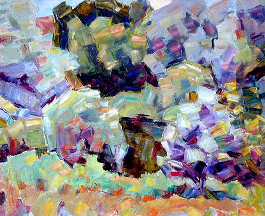   Река Снов среди кустов. River Snov Among Bushes. (43х35cm, oil, 1999)