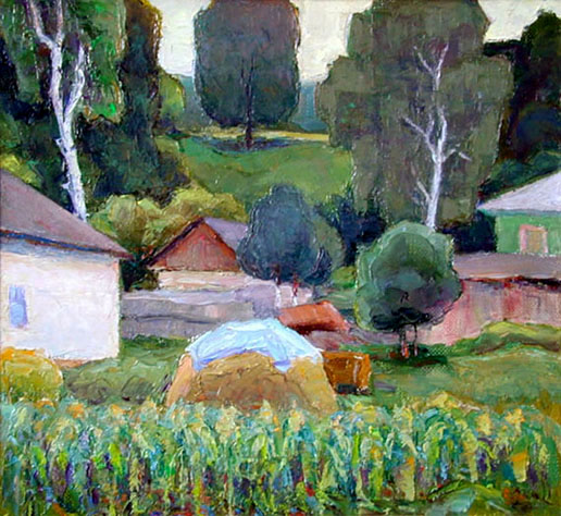   Наталкин двор. Natalka's Yard. (39x34cm, oil, 2002)
