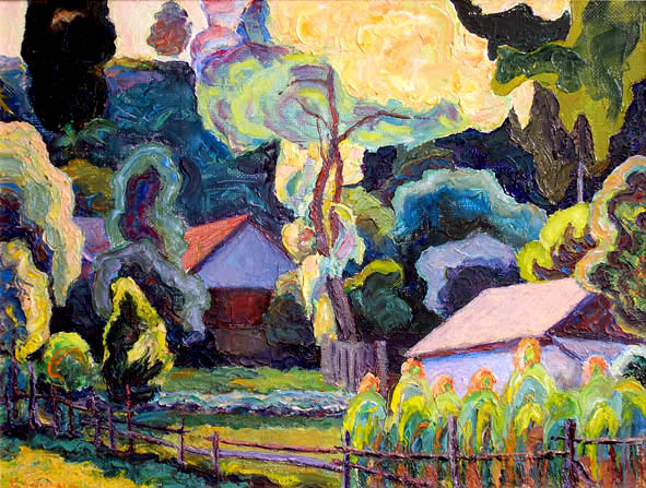   Толина ива  в вечернем солнце.Tolia's Willow In Evening Sun. (45x34cm, oil, 2002)