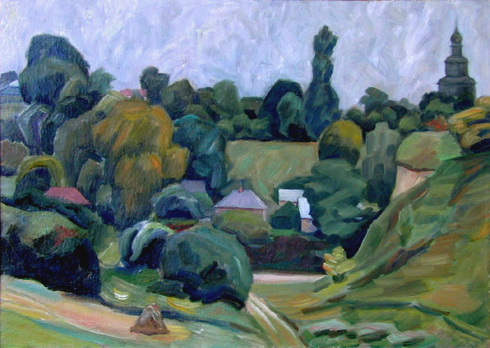     Седнев и его старая церковь. Sednev Wiht Its Old Church. (70x50cm, oil, 1978)
