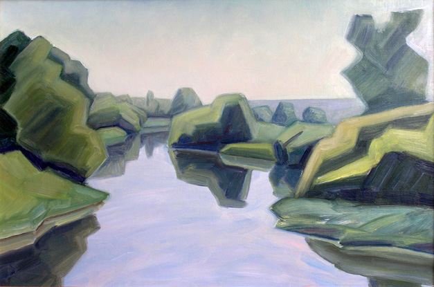 Река Клязьма у Обухово. The River Kliazma Near Obukhovo. (60x45cm, oil, 1979)