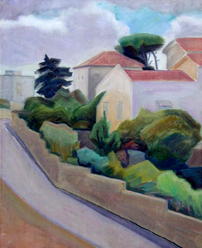 Алжир. Зима в Эль-Биаре. Algeria. Winter In El-Biar. (45x35cm, oil, 1980)