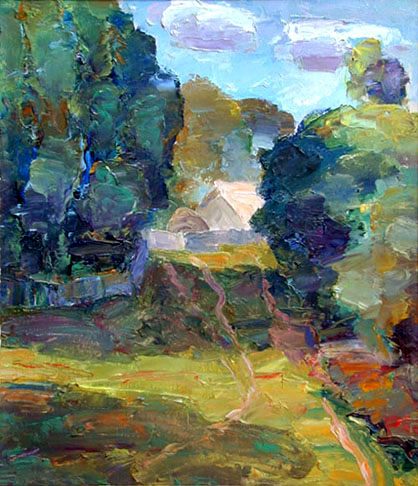 Коровьи тропы. Клочков. Cows' Paths. Klochkov. (40x34cm, oil, 1996)