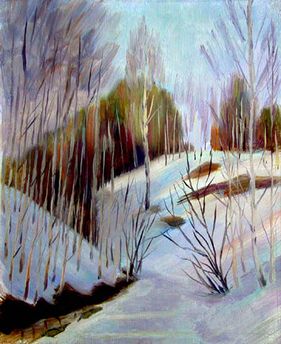 Никулинский овраг весной. Nikulino Gully In Spring.   (43x35cm, oil, 1986) 