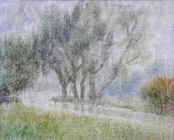 Ветлы в дождь. White Willows In The Rain. (58x47cm, oil, 1973)