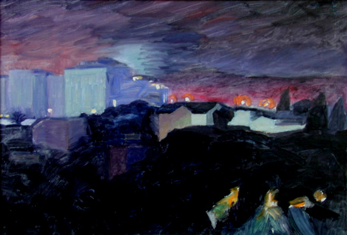 Ночной Эль-Биар. Al-Biar At Hight. (37x28cm, oil, 1980) 