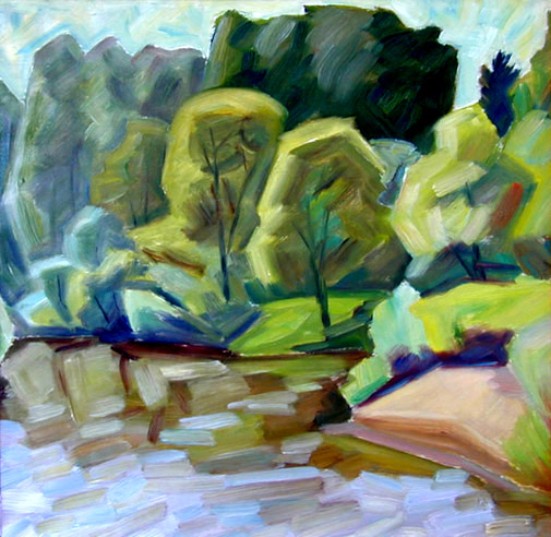 Воря. Солнечный июнь. The Voria In Sunny June. (49x47cm, oil, 1978)